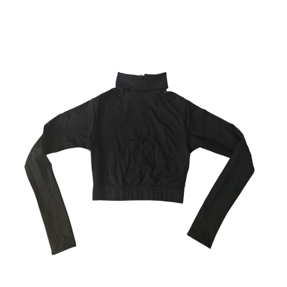 Capezio Turtleneck Crop Top Black Long Sleeve Bodysuit Women''s Size Small - Picture 4 of 8